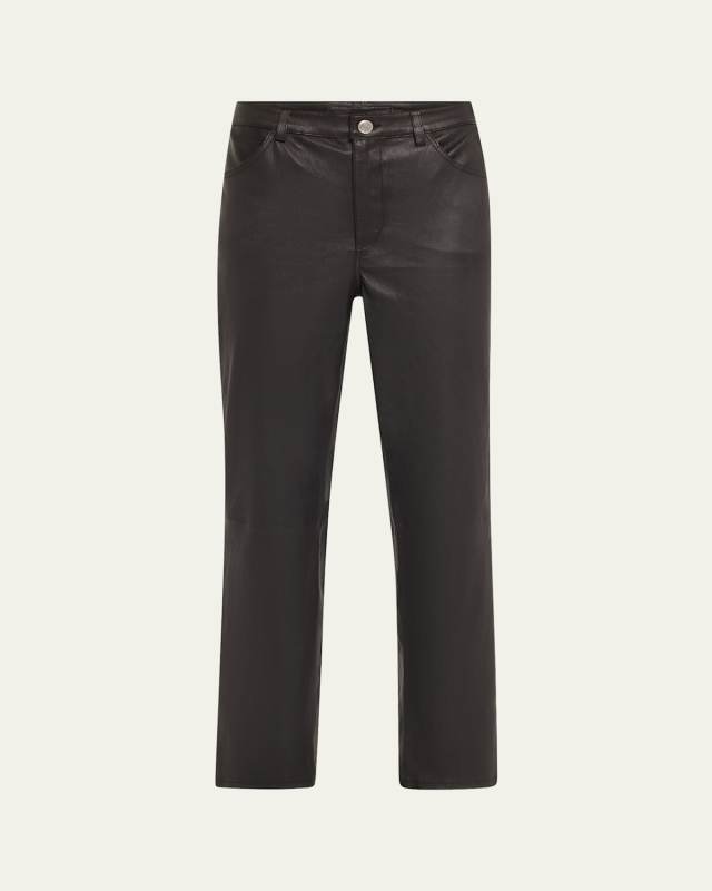Slim Straight Leather Pants